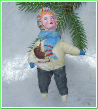 🎄Boy-Vintage antique Christmas spun cotton ornament figure #9624 picture