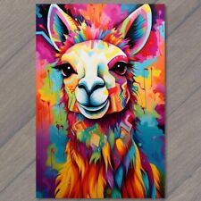 POSTCARD: Vibrant Pop Art Llama - Colorful Expression Fun Rainbow Cute 🦙🎨 picture