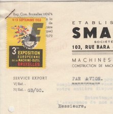 BELGIUM old Rare Label EUROPEAN EXHIBITION BRUXELLES Tied Letterhead 1953 picture