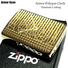 Zippo Oil Lighter Armor Polygon Clock Gold Titanium Coating Rare Japan New picture