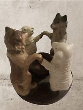 Vintage Penco Stoneware Wolves & Sheep Animal Circle Candle Holder  6” Unique picture