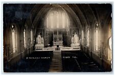 1912 St. Patricks Church Interior Amboy Illinois IL RPPC Photo Antique Postcard picture