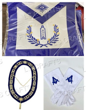 MASONIC BLUE LODGE OFFICER JUNIOR WARDEN APRON AND  CHAIN COLLAR WITH JEWEL picture