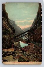 The Royal Gorge CO-Colorado, Scenic View Hanging Bridge, Vintage c1910 Postcard picture