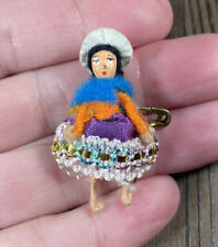 Tiny Small 1” Worry Doll Pin Peru Peruvian Lady In Dress Adorable picture