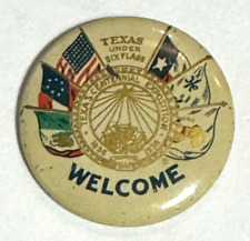 Vintage 1936 Texas Under Six Flags Centennial Exposition Pinback  Pin Back Badge picture