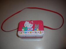 Vintage Japan Hello Kitty Tin Metal Pink Box Purse Strap Small Sanrio Lunchbox picture