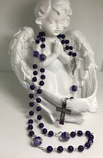 Exquisite Lapis Lazuli, Lampwork Glass And Colorized Cross Highlight This Rosary picture