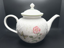 Vintage Large Lenox Butterfly Meadow Lattice Carved Teapot With RARE Knob Lid picture