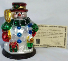 Blown Glass Snowman Figure Christmas Thomas Pacconi Classics Certificate QVC picture