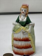 Vintage Japan Figurine Lady Woman Dress CERAMIC DINNER BELL missing bell ball picture