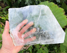 EXTRA LARGE Natural Selenite Slabs, 1-2 lb Stunning Raw Selenite Slices + Stand picture