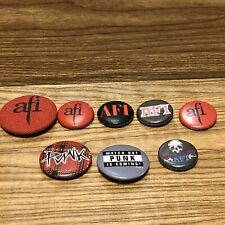 Vtg 8 AFI Punk Band Pinback Buttons Watch Out Punk is Coming Skeleton Music Lot picture