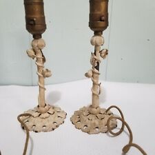 VTG Antique Pr 2 Metal Boudoir Lamp BASES WORN CHIPPY NOT WORKING SHABBY As Is picture