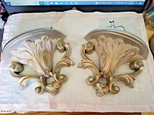 Vintage Pair HOMCO Gold Wall Pocket  #2802-2B Hollywood Regence picture
