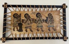 ETHIOPIAN DETERA ~ Absolutely Great African Oil Painting on Leather. Vtg. VGC picture