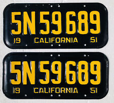 1951-1955 California License Plates Pair. DMV Clear, Restored, Antique. picture