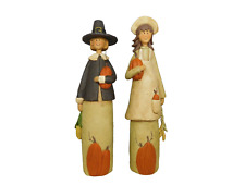 Tall set of Pilgrim couple with pumpkins and corn - New by Blossom Bucket #82542 picture