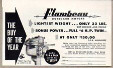 1950 Print Ad Flambeau Outboard Motors 3 HP Single Lightest Weight Milwaukee,WI picture