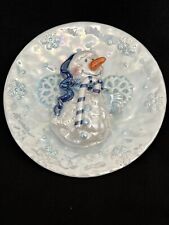 3D Iridescent Snowman Decorative Plate Snowflakes Winter 6