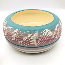 Navajo Pottery Etchware Cachepot Southwestern Bowl Signed D Lee Nav USA 8