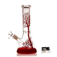 11 Inch Bongs Red Tree Glass Bong Smoking Hookah Glass Water Pipes 14mm Bowl picture