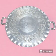 Vintage Hammered Aluminum Serving Tray 14” Diameter picture