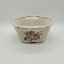 Vintage Decowave Pottery Ceramic Planter Salmon Flowers and Leaves W/ Green Trim picture