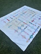 Hand Sewn Vintage Snowball Quilt Cutter/Repurposing 56x77 picture