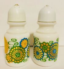 Vintage Avon Milk Glass Retro Design Salt And Pepper Shakers Screw Top Stoppers picture