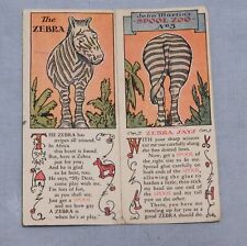 Vintage 1931 THE ZEBRA John Martin's Spool Zoo No.3 JP Coats Clarks Trade Card picture