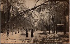 Postcard 1909 Ice Storm on First Avenue in Gloversville, New York picture