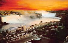 Niagara Falls Union Bus Terminal Depot Sunset Twilight Aerial Vtg Postcard A30 picture