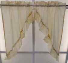 VINTAGE NEW Classic Curtain Ruffled Eyelet Swag Pair 58Wx38L picture