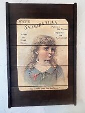 Vintage Ayer’s Sarsaparilla Advertisement Sign Wood 35x23 Original Raisinrak picture