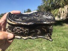 Antique Late 19th Century 1800’s France Cast Iron Metal Heavy Trinket Box picture