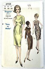 Vintage 60s Vogue 5753 Dress w  Waist Details FF Pattern Sz 12 Bust 32 ©1963 picture
