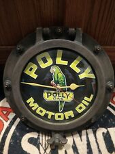 POLLY GAS & MOTOR OIL WALL CLOCK.MANCAVE. PORTHOLE CUSTOM MADE , picture