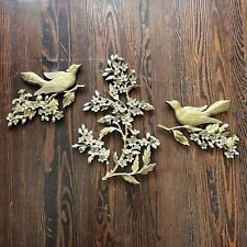 Syroco Mid Century 3 Piece Floral Birds Dogwood Wall Plaques Hollywood Regency picture