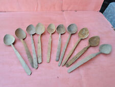 OLD ANTIQUE PRIMITIVE WOODEN HANDMADE CARVED SPOONS PADLE - LOT OF 10 picture