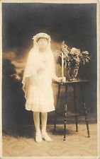 1920s RPPC Real Photo Postcard First Communion Young Girl In Dress picture