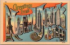 Vintage 1940s NEW YORK CITY Large Letter Postcard / Metropolitan Linen Unused picture