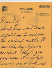 1943 Soo Line Railway Minneapolis Minn hand written letter ephemera g2 picture