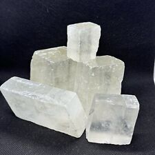 Lot Of 5 Calcite Cube Mineral Crystal Optical Specimen Chunk Rough Icelandic picture