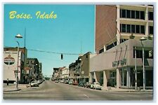 c1940's View Of Idaho Street Boise Idaho ID, Bank Of Idaho Car Antique Postcard picture