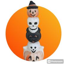 Vintage Empire Halloween Totem Pumpkins Ghost Cat Skull 32”  Blow mold picture