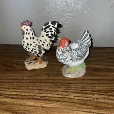 Farmhouse Lot Of Two Rooster and Hen Figurines Home Decor Vintage Country Style picture