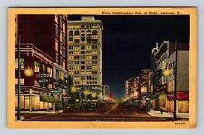 Lexington KY-Kentucky, Main Street, Coca-Cola, Drugstore, Night Vintage Postcard picture