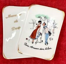 Limoges Porcelain Trinket Souvenir Plate Paris France Couple Love in The Woods picture