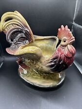 Vintage Hull USA Rooster Planter 53 Muted Green Red 1950s Cottagecore Farmhouse picture